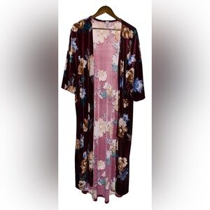 Lovely J Women Midi‎ Floral Open Front Kimono Size Medium
